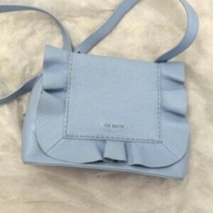 Ted Baker Crossbody Leather Ruffle Bag Light Blue